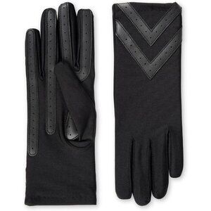 Women's Solid Black Spandex Gloves Warm Fleece Lined Chevron Touchscreen